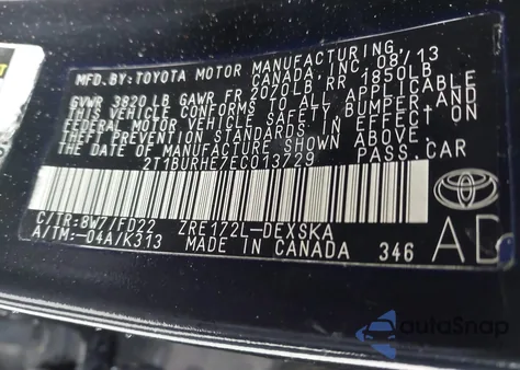 2014 Toyota Corolla S Plus из США, поврежденный, VIN 2T1BURHE7EC013729